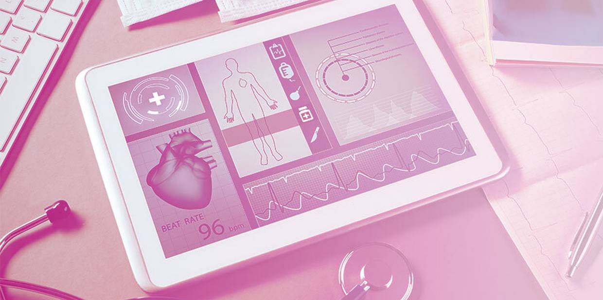 iPad com imagens de saúde